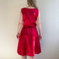 1960s Cranberry Red Silk Party Dress (M)