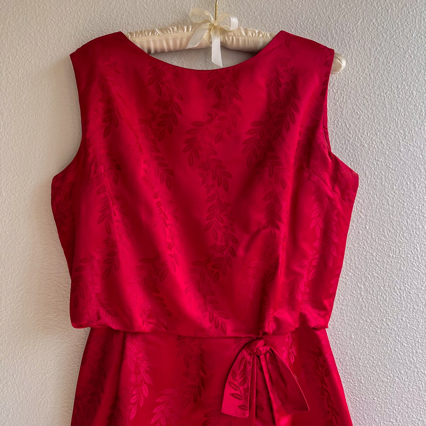 1960s Cranberry Red Silk Party Dress (M)