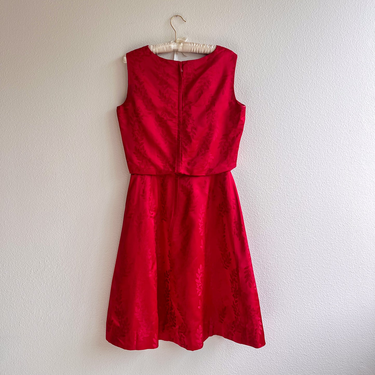 1960s Cranberry Red Silk Party Dress (M)