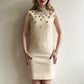 Stunning 1960s Cream Knit Shift Dress With Beading (XS/S)