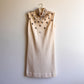 Stunning 1960s Cream Knit Shift Dress With Beading (XS/S)