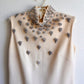 Stunning 1960s Cream Knit Shift Dress With Beading (XS/S)