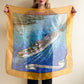 1960s Cruise Ship Chiffon Scarf With Orange Border