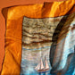 1960s Cruise Ship Chiffon Scarf With Orange Border