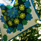 1960s Blue and Green Daisy Print Scarf