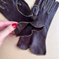 1960s Chocolate Brown Leather Gloves With Stitching
