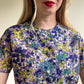 1960s Floral Buttoned Dress With Short Sleeves (S/M)