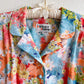 1960s Colorful Floral Pattern With Turquoise Buttons (M/L)