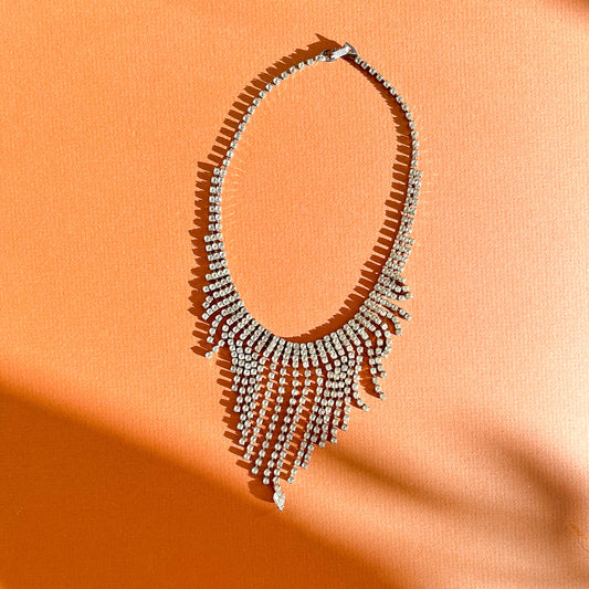 Dramatic 1960s Fringe Rhinestones Necklace