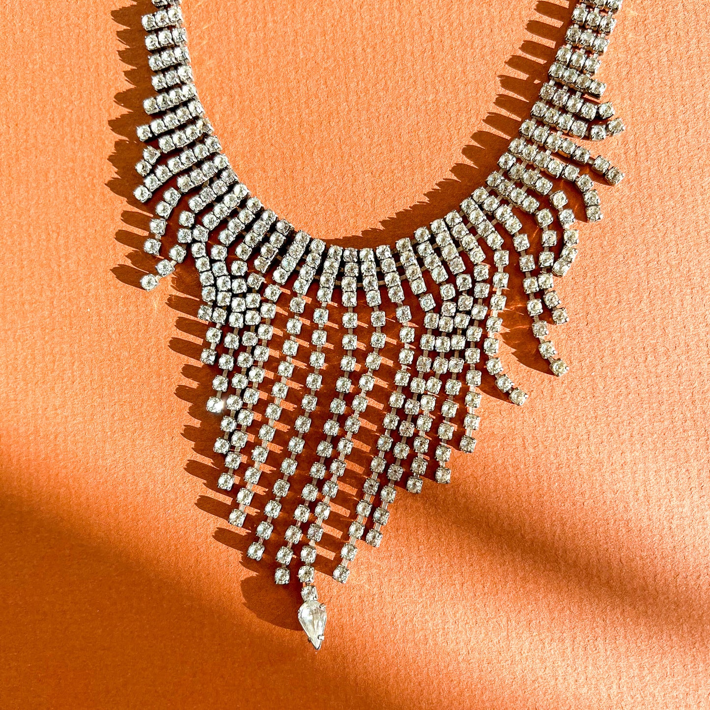 Dramatic 1960s Fringe Rhinestones Necklace