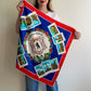 1960s Berlin, Germany Blue and Red Souvenir Scarf