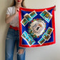 1960s Berlin, Germany Blue and Red Souvenir Scarf