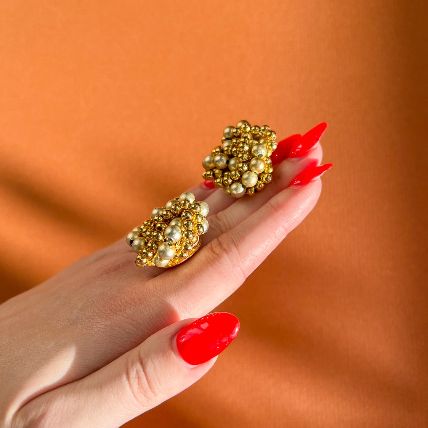 1960s Chunky Gold Beaded Necklace and Earrings