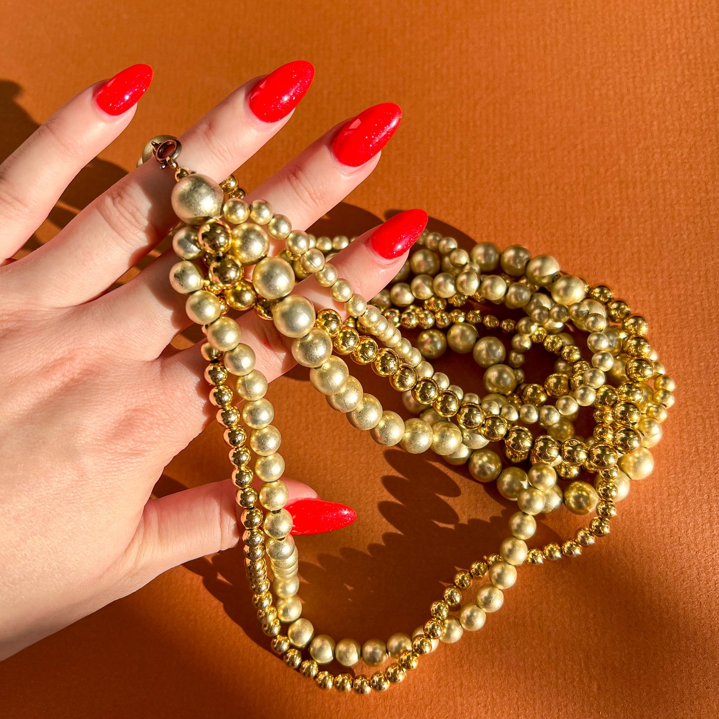 1960s Chunky Gold Beaded Necklace and Earrings