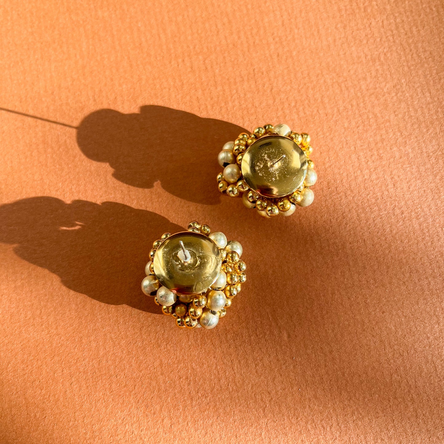 1960s Chunky Gold Beaded Necklace and Earrings