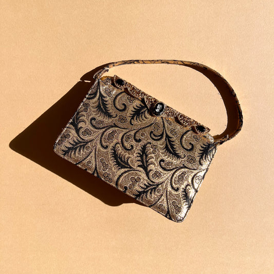 1960s Gold and Black Patterned Evening Bag
