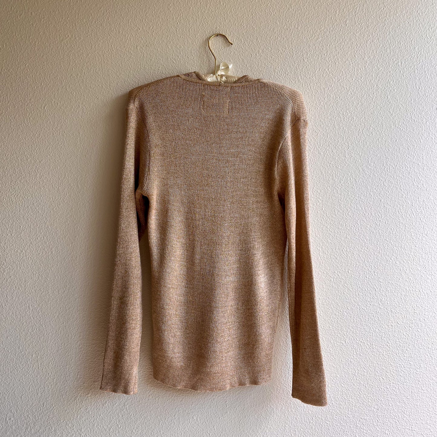 1960s Shimmering Gold Knitted Top and Cardigan Set (S/M)