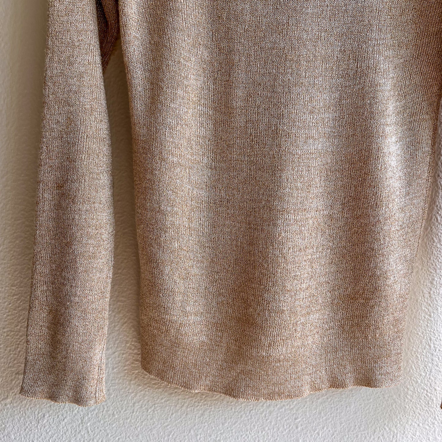 1960s Shimmering Gold Knitted Top and Cardigan Set (S/M)
