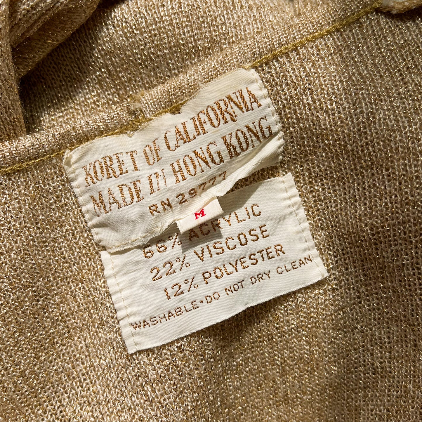 1960s Shimmering Gold Knitted Top and Cardigan Set (S/M)