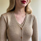 1960s Shimmering Gold Knitted Top and Cardigan Set (S/M)