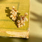 1960s Gold Leaves Earrings With Pearls and Rhinestones