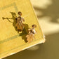 1960s Gold Leaves Earrings With Pearls and Rhinestones