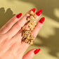 1960s Gold Leaves Earrings With Pearls and Rhinestones