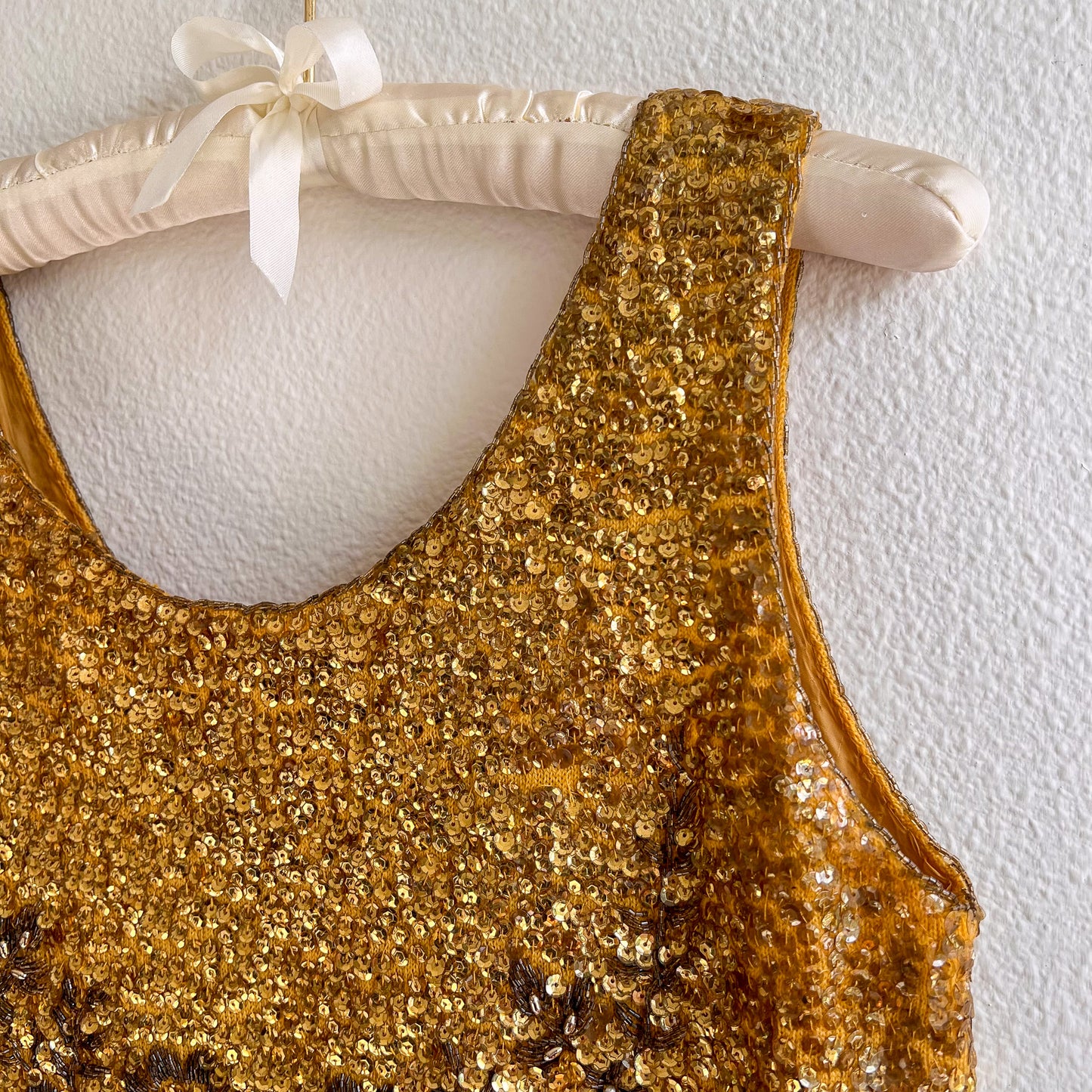 Incredible 1960s Heavy Gold Sequined Blouse (S/M)