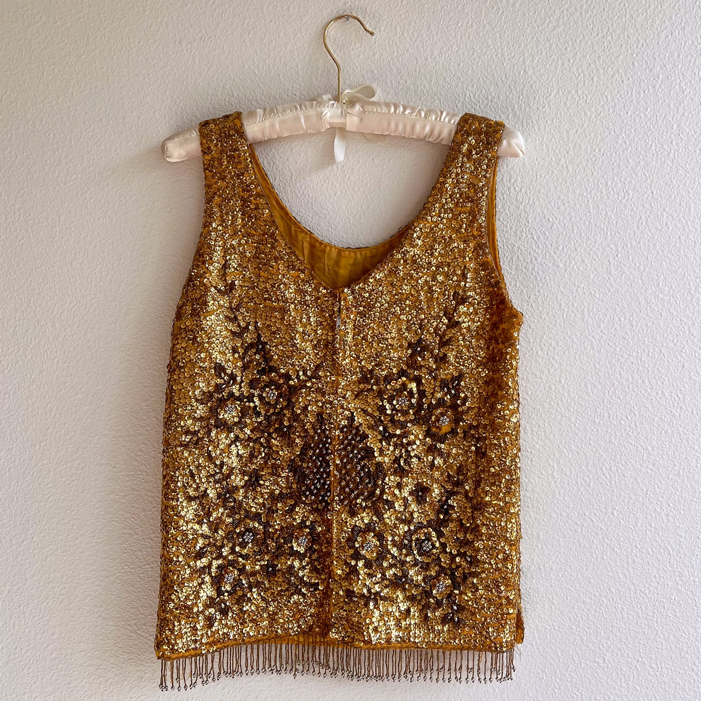 Incredible 1960s Heavy Gold Sequined Blouse (S/M)