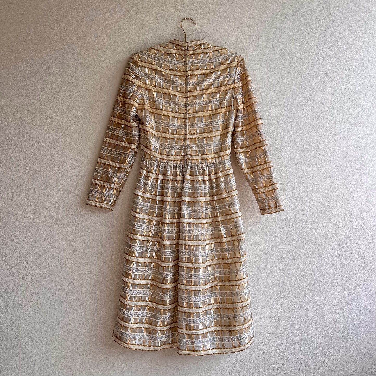 Glamorous 1960s Gold and Silver Party Dress (S)