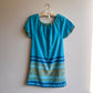 1960s Blue and Gold Grecian Summer Dress (M)