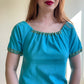 1960s Blue and Gold Grecian Summer Dress (M)