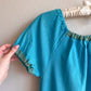 1960s Blue and Gold Grecian Summer Dress (M)