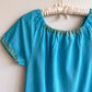 1960s Blue and Gold Grecian Summer Dress (M)