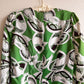 1960s Green Abstract Novelty Print Silk Dress (S/M)