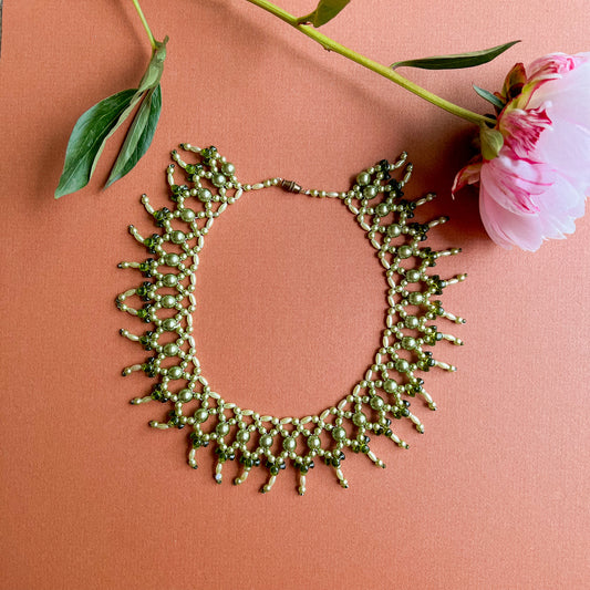 1960s Shades of Green Beaded Necklace