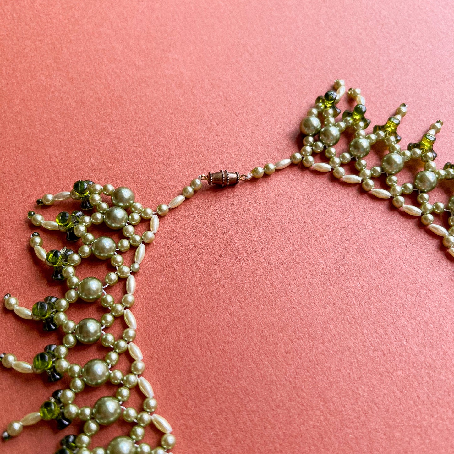 1960s Shades of Green Beaded Necklace