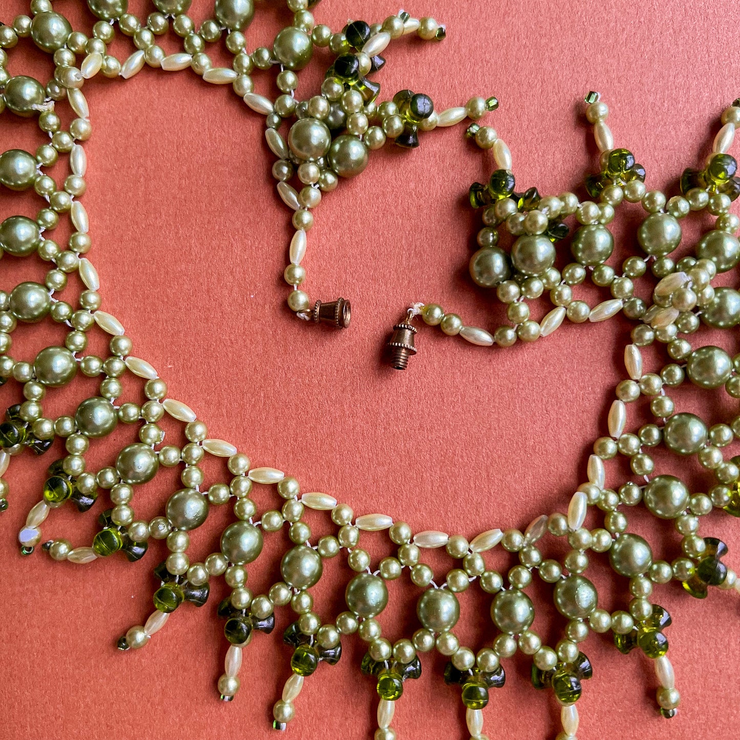 1960s Shades of Green Beaded Necklace