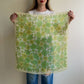 1960s Shades of Green Floral Chiffon Scarf