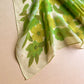 1960s Shades of Green Floral Chiffon Scarf
