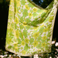 1960s Shades of Green Floral Chiffon Scarf