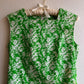 1960s Sleeveless Green Dress With White Floral Print (M)