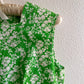 1960s Sleeveless Green Dress With White Floral Print (M)