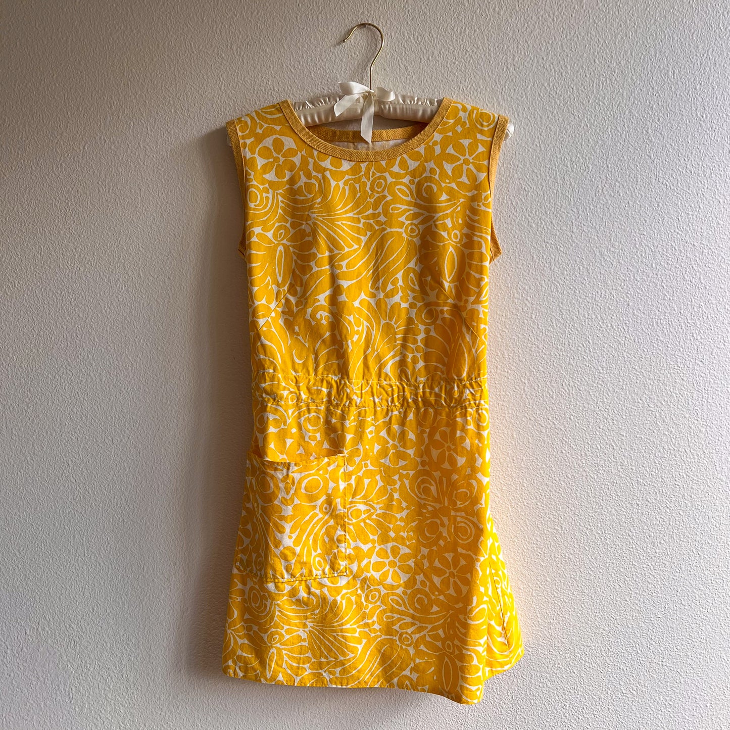 1960s Handmade Yellow Summer Dress (M)