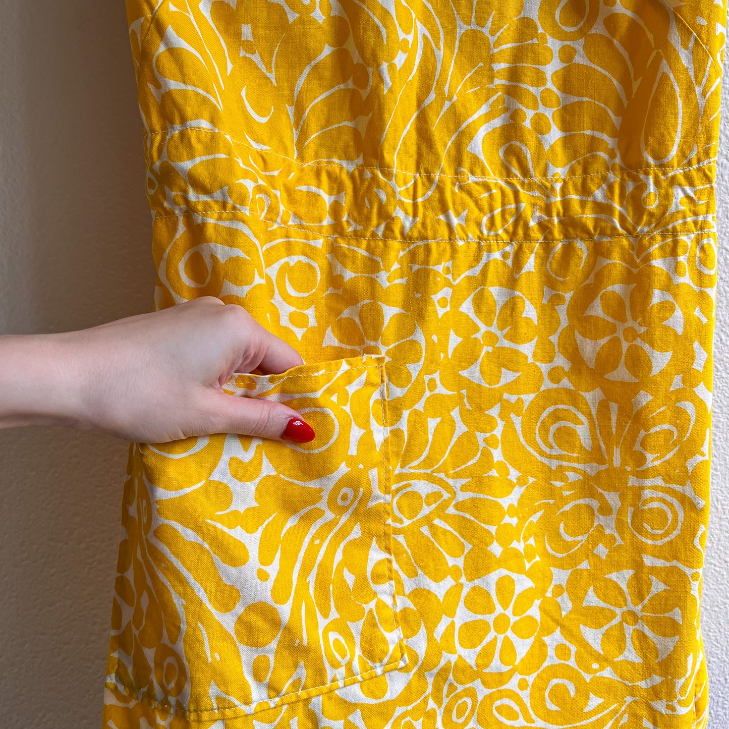 1960s Handmade Yellow Summer Dress (M)