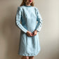 1960s Icy Blue Long Sleeve Silk Party Dress (M/L)