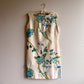 1960s Ivory Belted Dress With Blue Flowers (M)