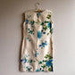 1960s Ivory Belted Dress With Blue Flowers (M)