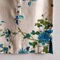 1960s Ivory Belted Dress With Blue Flowers (M)
