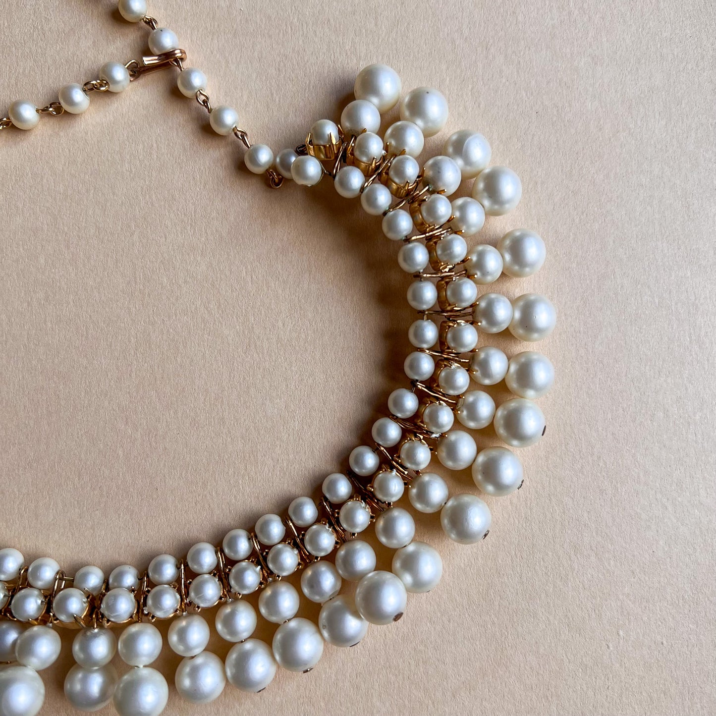 1960s Large Faux Pearls Choker Necklace